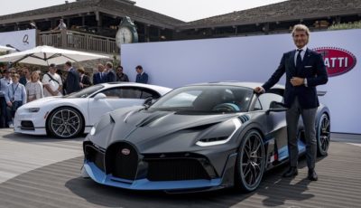 モントレー・カーウィークでお披露目となったブガッティ ディーヴォ（DIVO）と、ステファン・ヴィンケルマンCEO