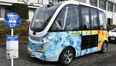 境町で運行している自動運転バス（2021年2月）