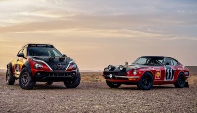 日産 ジューク・ハイブリッド・ラリー・トリビュート と1971年の東アフリカ・サファリラリーを制したダットサン『240Z』（日本名：日産『フェアレディZ』）