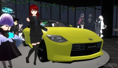 バーチャルギャラリー「NISSAN CROSSING」2Fに展示された新型フェアレディZとKawasaki Silviaさん。