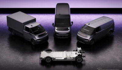 フレキシスの次世代都市物流EV。左からCargo Van、Step-in Van、Panel Van。