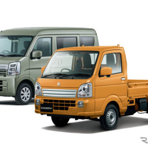スズキの軽トラック『キャリイ』と軽四輪車『エブリイ』に初採用となった新色「ツールオレンジ」と「アイビーグリーン」