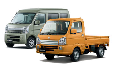 スズキの軽トラック『キャリイ』と軽四輪車『エブリイ』に初採用となった新色「ツールオレンジ」と「アイビーグリーン」