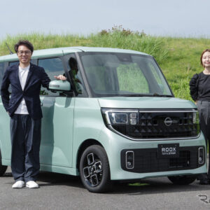 日産 ルークスのデザインに携わった入江慎一郎さん（左）と三宅広華さん（右）