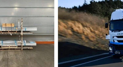 商用運行で輸送する建材とT2の自動運転トラック