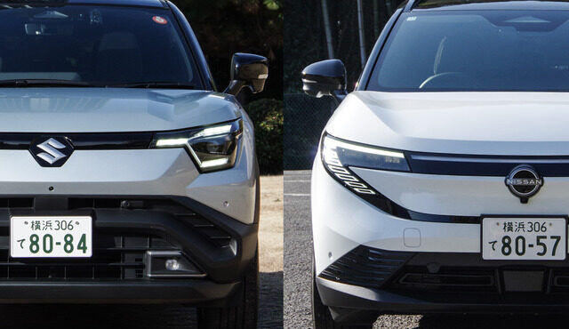 スズキ eビターラ（左）と日産 リーフ（右）を比較