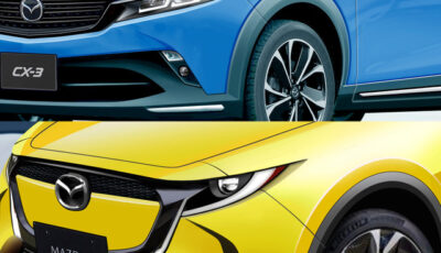 マツダ CX-3（上）と マツダ2（下）次期型の予想CG