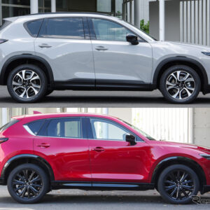 マツダ CX-5 新型(上)と従来モデル(下)のサイドビュー