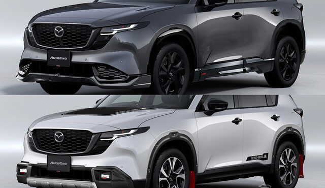新型マツダ『CX-5』向けスタイリングキット「AutoExe KM-07」(上)と「AutoExe KM-07 AX」(下)